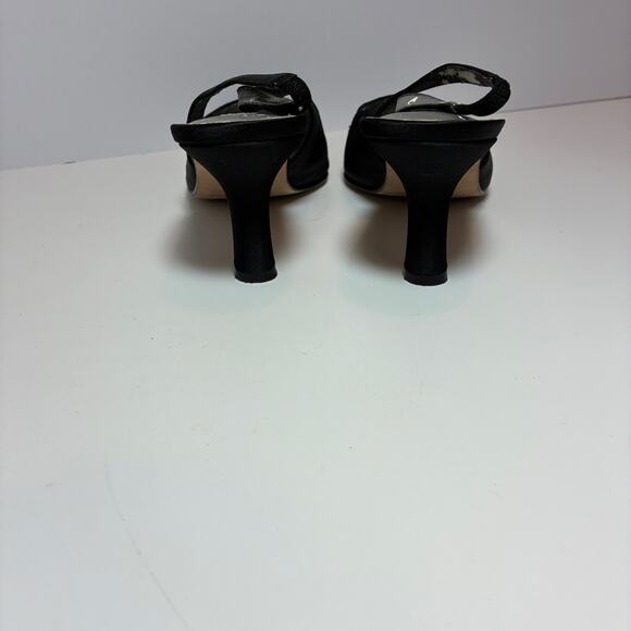 Nina Slingback Heels 6.5M BEADED Shoes Dressy Black Leather soles Classic Luxury - Picture 10 of 10